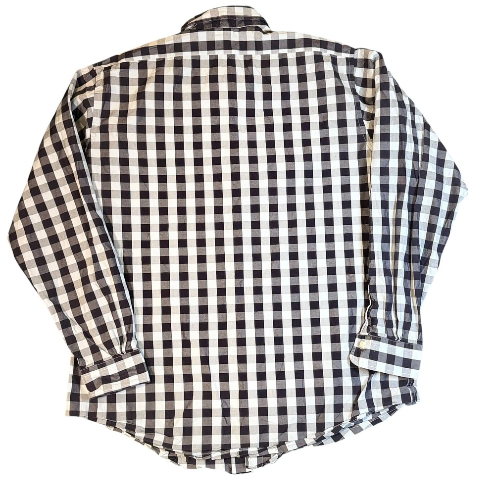 Vintage Brooks Brothers XL Slim Fit Navy Blue Gingham Button Down Shirt USA Made - Picture 3 of 10
